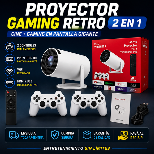 PROYECTOR GAMING RETRO 2 EN 1 🎮📽️
